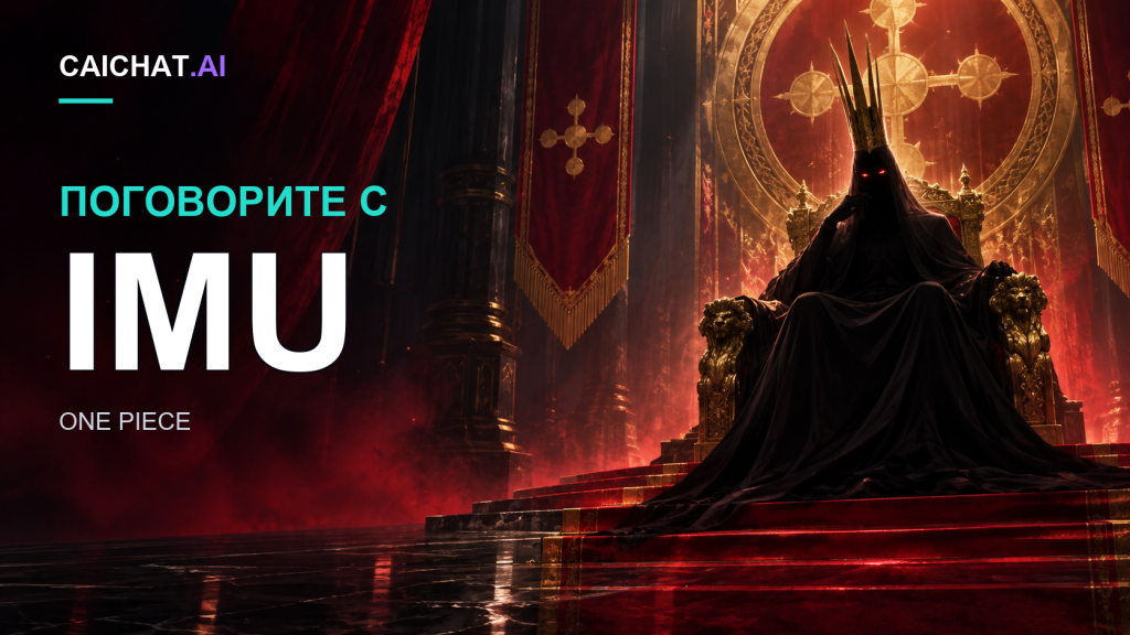 Иллюстрация силуэта в струящихся одеждах перед массивным пустым троном в огромном зале, освещённом фиолетовым и красным светом; фигура смотрит вверх, трон в тени.
