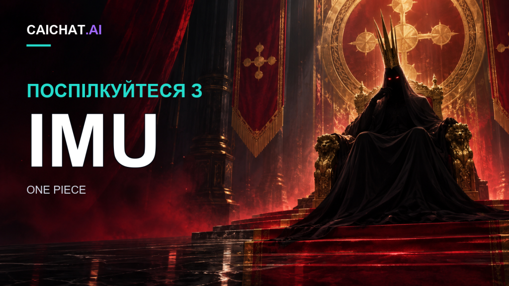 Ілюстрація силуету постаті в довгих шатах перед величезним порожнім троном у розкішній залі, освітленій фіолетовим і червоним світлом; постать дивиться вгору, трон у тіні.