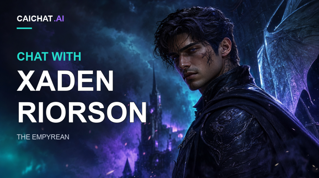 Illustration of a dark-haired man in dark armour looking over his shoulder beside a sword, with blue-purple light and castle architecture.