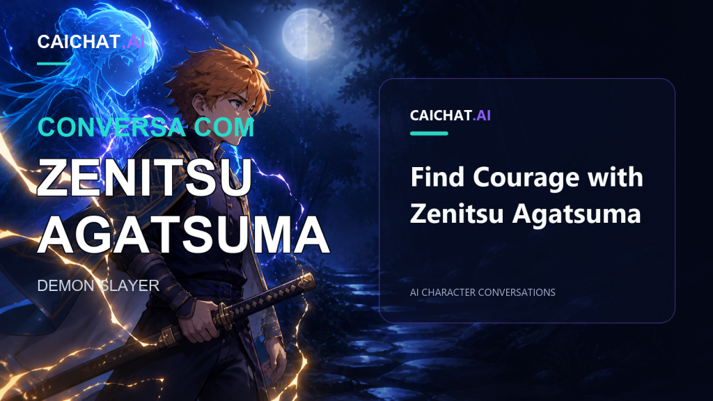 Banner largo com um gradiente de azul para turquesa e um padrão hexagonal repetido; um jovem de estilo anime com cabelo amarelo-alaranjado irregular, olhos ansiosos muito abertos e uniforme com padrão triangular inclina-se para a frente à esquerda.
