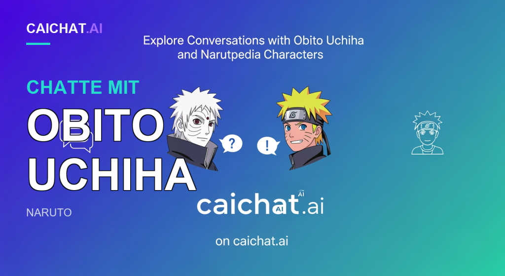 Blau-türkiser Banner mit weißem Text oben sowie einer dunklen Anime-Silhouette eines stachelhaarigen Mannes mit Schal unten rechts, dazu Chatblasen-Symbole.