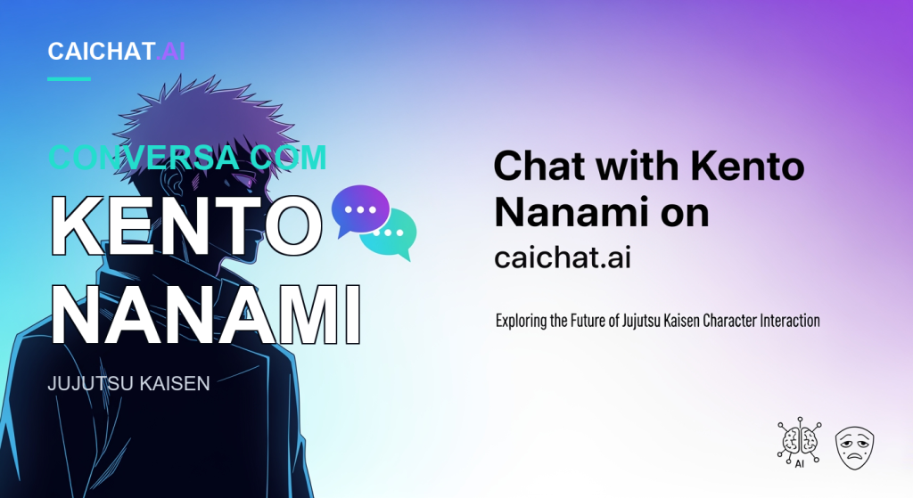 Banner horizontal com um gradiente de azul-petróleo para roxo e texto branco centrado; por baixo, uma ilustração em traço de um homem de estilo anime com cabelo louro curto, óculos retangulares pequenos e fato de colarinho alto com gravata frouxa.